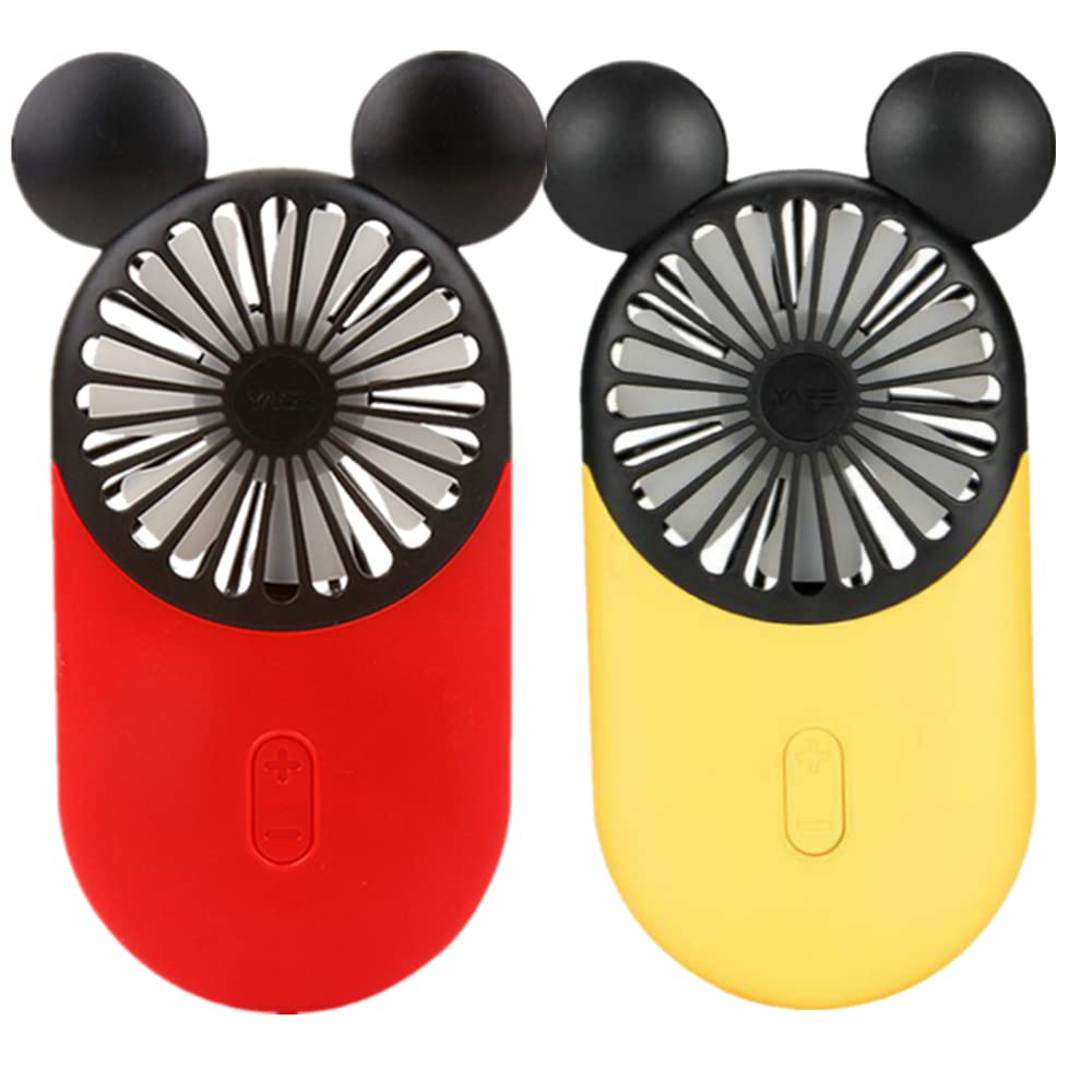 DECVO Cute Personal Mini Fan, Handheld & Portable USB Rechargeable Fan with Beautiful LED Light, 3 Adjustable Speeds, Portable Holder, for Indoor Or