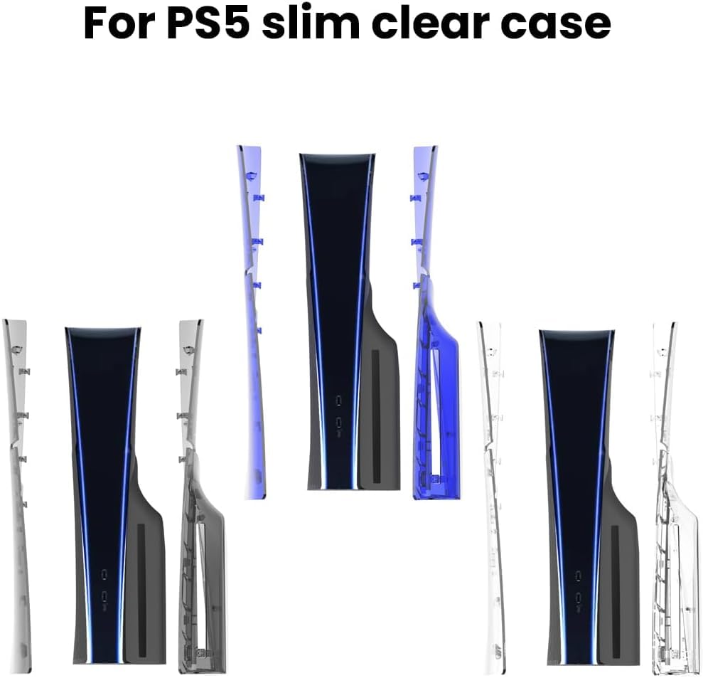 Replacement Shockproof Hard Faceplate Shell Plates Dustproof Cover Panels Anti-Scratch Skins for PS5 Slim Console Disc Edition - Transparent White