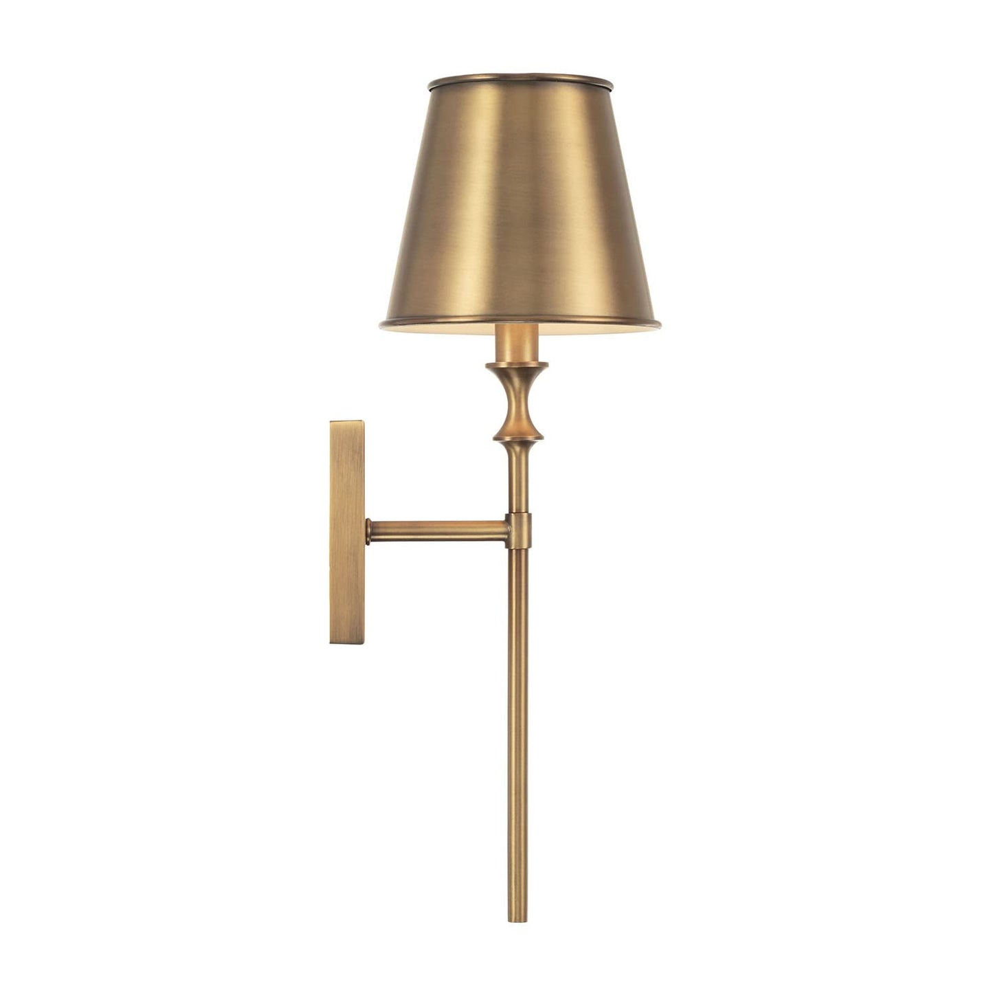 Capital Lighting 649711AD-708 Whitney Mid-Century Retro Vintage Metal Shade Torchiere Wall Sconce, 1-Light 60 Watt, 19" H x 7" W, Aged Brass