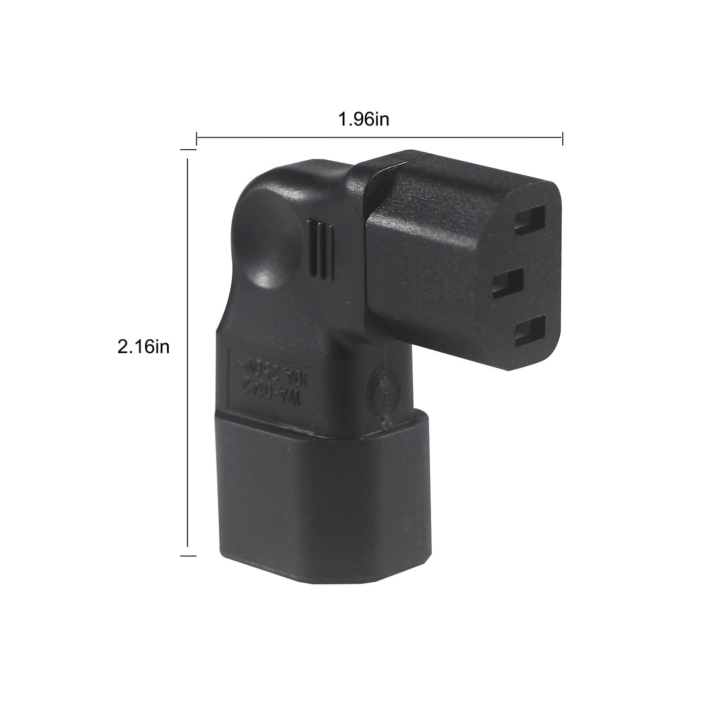 QIUCABLE Right Angle C13 to C14 IEC AC Plug Adapter, 2 Pack, 90 Degree Design, PVC, Pure Copper, 250VAC 10A Max