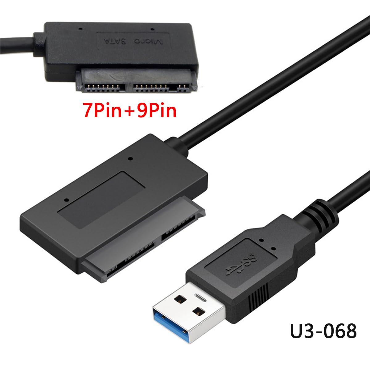 cablecc USB 3.0 to Micro SATA 7+9 16 Pin 1.8" 90 Degree Angled Hard Disk Driver SSD Adapter Cable 10cm