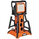 Klein Tools 29610 PowerHub, 6 Surge Protected Covered 15A Outlets, 5000 Lumen Work Light, 4 USB Ports, Built-in GFCI, Overcurrent Protection