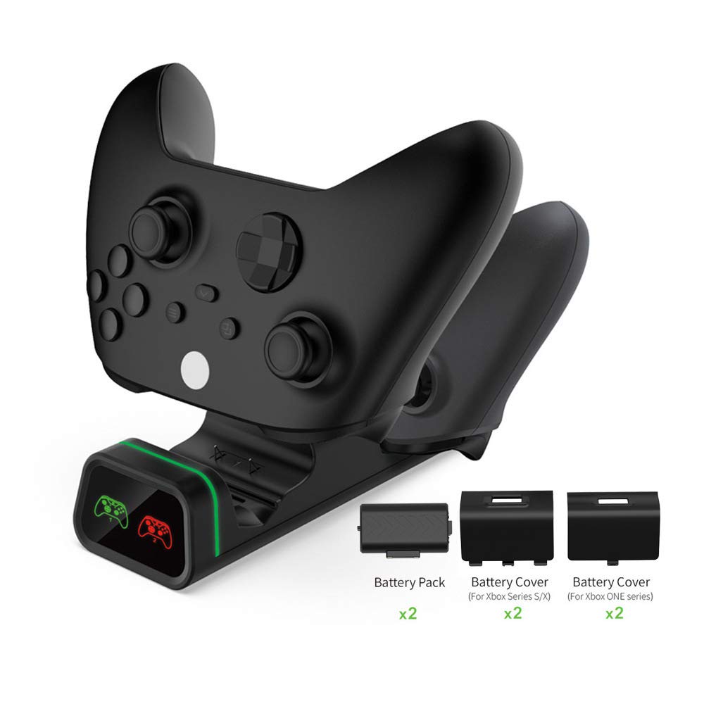 GAMFAMI Controller Charging Station for Xbox One, Controller Charger with 2 x 800mAh Rechargeable Battery Packs Compatible for Xbox One/One X/One