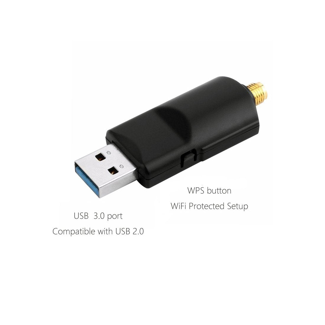 Realtek RTL8812BU USB Wireless Adapter 1300 Mbps with 5 dBi Antenna Dual Band AC1300 WiFi Dongle IEEE 802.11 a b g n ac for Laptop Desktop USB 3.0