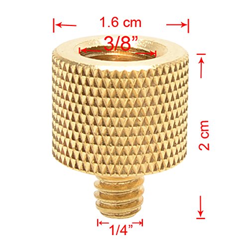 Foto&Tech Brass Screw Adapter Spigot 3/8"-16 Female to 1/4"-20 Male Tripod Thread Reducer Compatible with Camera Cage/Shoulder Rig/Tripod/Socket