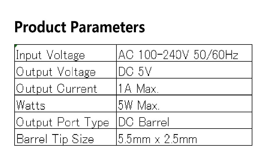 5V 1A DC Power Supply Adapter, 100-240V AC to DC 5V 1A 0.8A 0.5A 450mA Power Adapter Cord with 【5.5x2.5mm Barrel Tip】