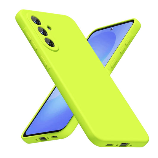 LoeoeL for Samsung Galaxy A36 5G Phone Case Silicone, Fluorescent Neon Lime Green Bright Color Matte TPU, Minimalist Ultra Thin Slim Soft Rubber Gel