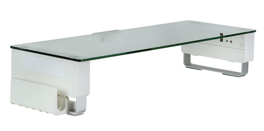 Mount-It! Glass Monitor Stand with 3 USB Ports | Desktop Riser Fits 24, 27, 30, 32 Inch Screens, 66 Lbs Capacity