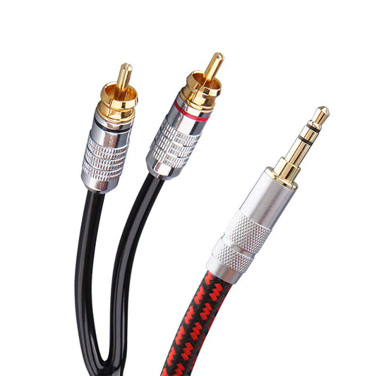 Primda Audiophile Audio Cable Stereo 3.5mm Male to 2 RCA Male Red for Smartphone, MP3,CD, Tablets, Speakers,Home Theater,HDTV (Straight 3.5mm (9