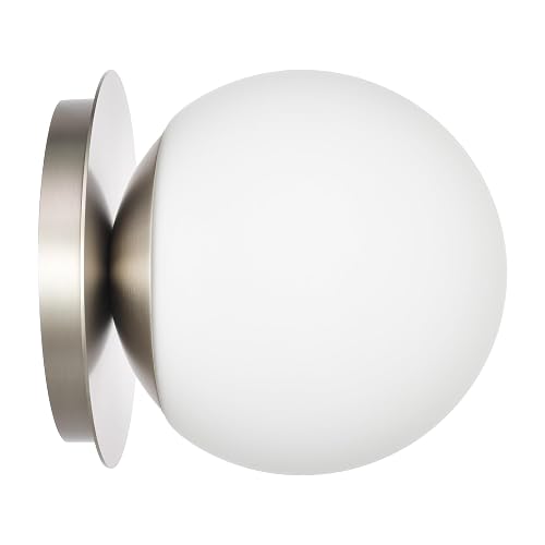 Hanaloa Wall Sconces, 1 Light Modern Globe Sconce in Brushed Nickel, Wall Light for Bedroom Bathroom Living Room & Hallway Vanity Lighting, Ceiling