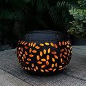 Solar Table Lights Outdoor Waterproof - Dancing Flickering Flame Lamp Black Metal Tabletop Light Solar Powered Decorative Lighting Lantern for Desk