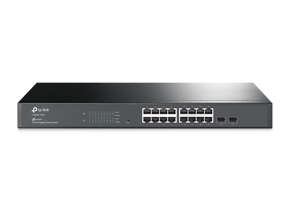 TP-Link 16 Port Gigabit Switch | Smart Managed Switch w/ 2 SFP Slots | Rackmount | Limited Lifetime Protection | Support L2/L3/L4 QoS, IGMP and Link