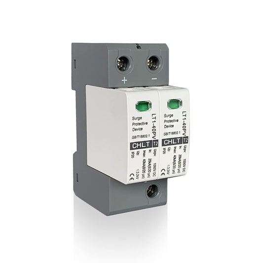 2P Surge Arrester Device, DC Protector Breaker Device 1000V DC Voltage PC Flame Retardant Shell Low Voltage Arrester 3.0KV Lightning Photovoltaic
