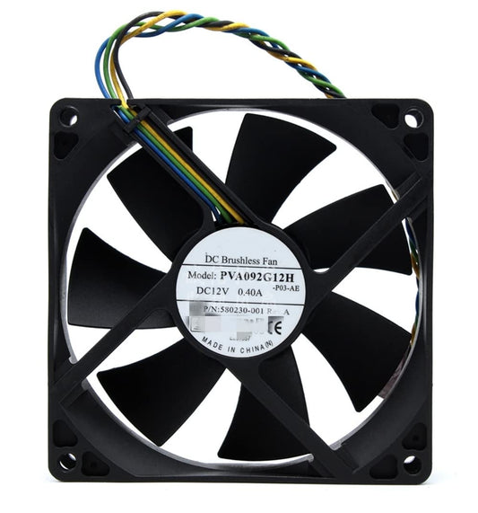 Case Cooling Fan for HP Elite 8100 8000 8200 8300 Pro 6000 6005 6200 6300 6305 DC 12V 0.40A 4-WIRE/4-PIN P/N:Foxconn PVA092G12H 580230-001 Size:92mm x