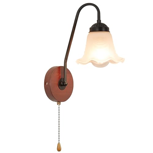 SHENGQINGTOP Vintage Pull Chain Wall Sconce Light with Switch Black Wall Lights Fixture Retro E26 Industrial Farmhouse Wall Lamp Hard Wired Sconces