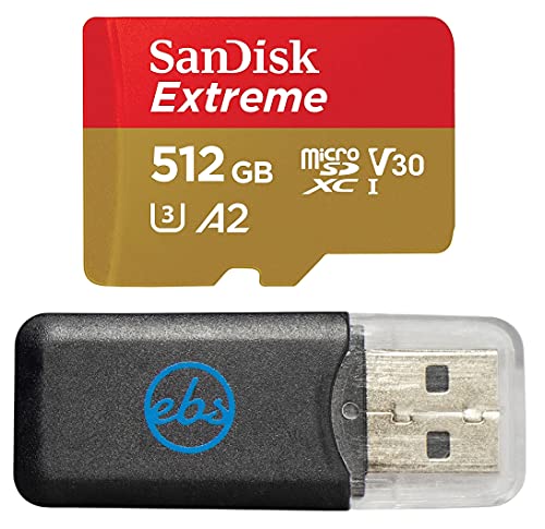 SanDisk Micro Extreme 512GB SDXC UHS-I U3 V30 Memory Card Works with Camera GoPro Action Camera Hero 12 Black (SDSQXAV-512G-GN6MN) Bundle with (1)