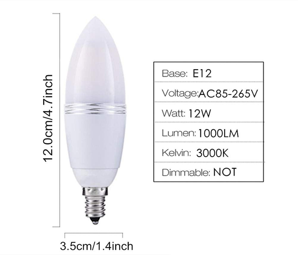 E12 LED Bulbs 12W LED Candelabra Bulb(100 Watt Equivalent) Warm White 3000K Corn Light Bulbs 12 Watt LED Candle Bulbs,E12 Small Candle