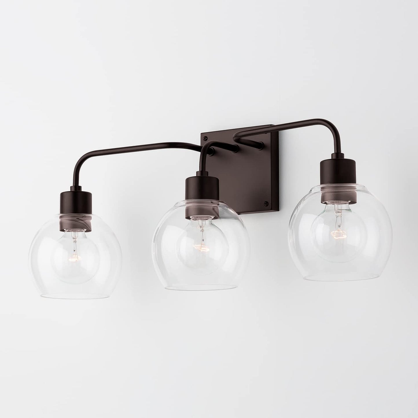 HomePlace Lighting 120031BZ-426 Tanner Urban/Industrial Clear Glass Bathroom Vanity Wall Light, 3-Light 300 Total Watts, 10" H x 25" W, Bronze