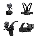 SUREWO 4 in 1 Accessories Set for DJI Action 6/5Pro/4/3/2,Chest Mount Harness/Head Strap Mount/ 360°Rotating Wrist Strap/360° Rotation Quick Clip