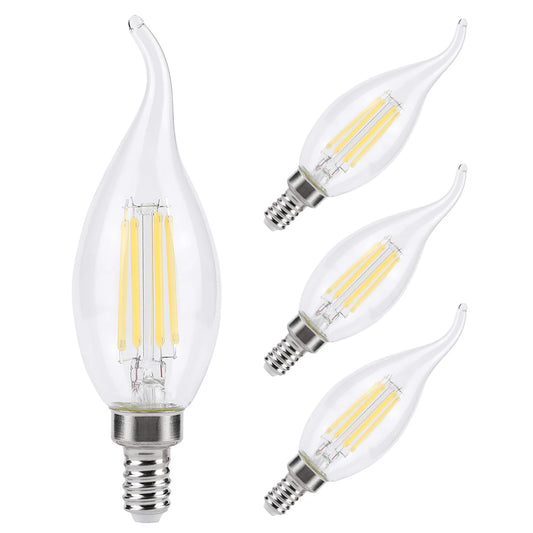 KINUR E12 B11 Candelabra led Light Bulbs 4 Watt (40 Watt Equivalent) 5000K Soft White CA11 Flame Candle Light Bulb Pendants Wall sconces Non-Dimmable