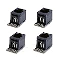Treedix 4PCS RJ11 6-pin Breakout Board with PCB Mount Black Modular Jack 6P6C Telephone Socket Connector Jack Coupler