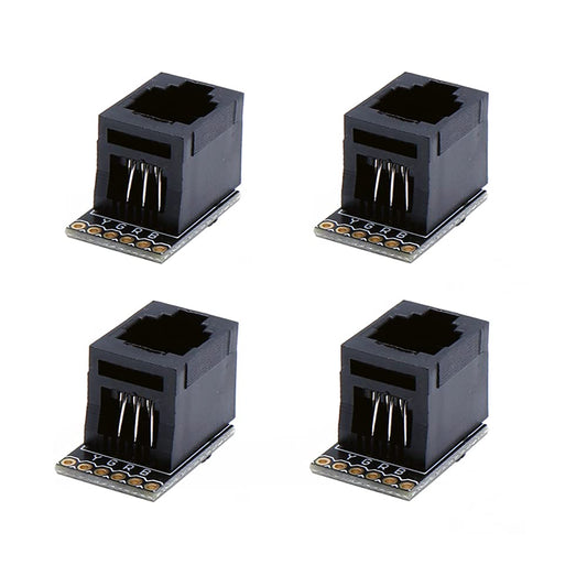 Treedix 4PCS RJ11 6-pin Breakout Board with PCB Mount Black Modular Jack 6P6C Telephone Socket Connector Jack Coupler