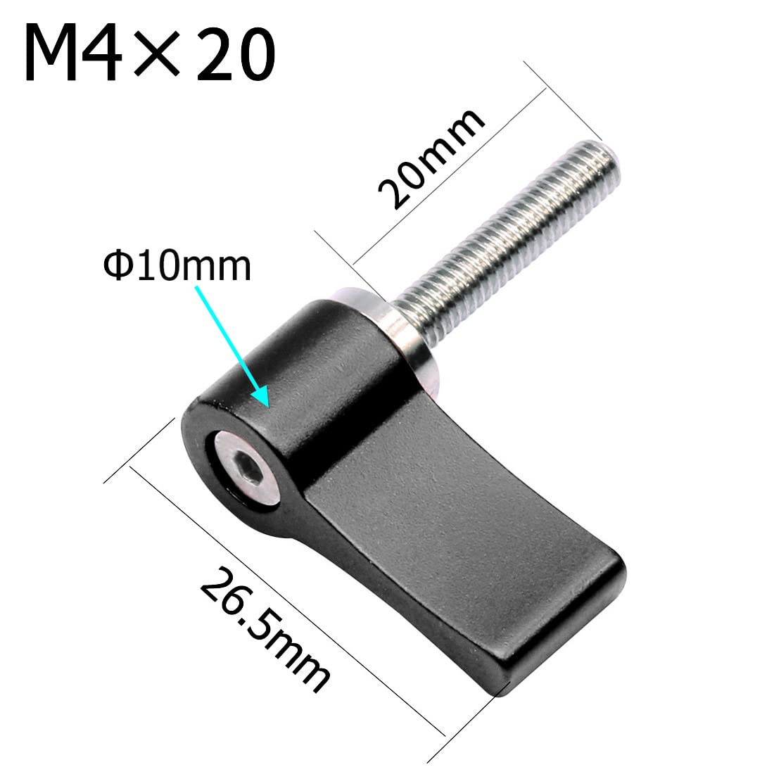 NovelGoal CNC Adjustable Hand Screw M4 M5 M6*12mm 17mm 20mm Tight Lock Screws for DSLR Camera 15mm Rail Rod Follow Focus Accessories (M4x20mm,Black)
