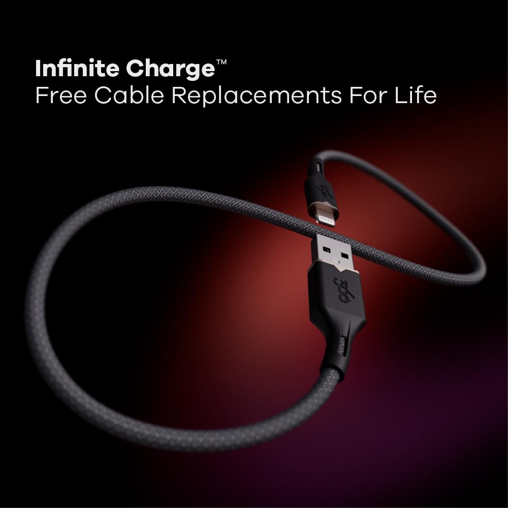 360 Electrical Fluid USB-A to Lightning Charger Cable, Mfi Certified Charger for Apple iPhone 14 13 12 11 X, iPad, 5 Foot, Granite