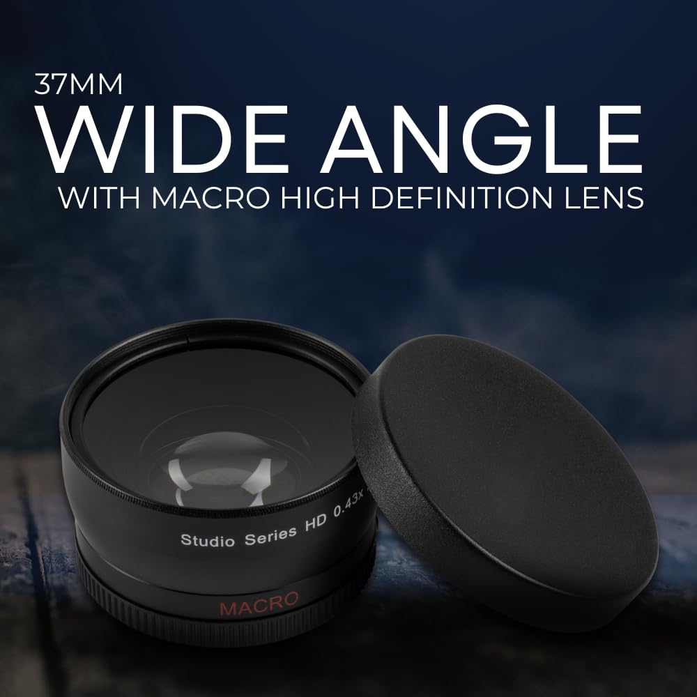 37mm HD Multi-Coated Wide Angle & Telephoto Lenses with Pouches & Caps for Canon, Nikon, Panasonic, Sony, Samsung, Fujifilm, Pentax, Olympus Cameras