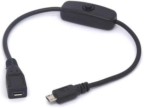 GLHONG Micro USB On Off Cable Micro-USB Male to Female Switch Charging Cord for Raspberry Pi, Arduino, Smartphone, Powerbank(Only for Charge,Not…