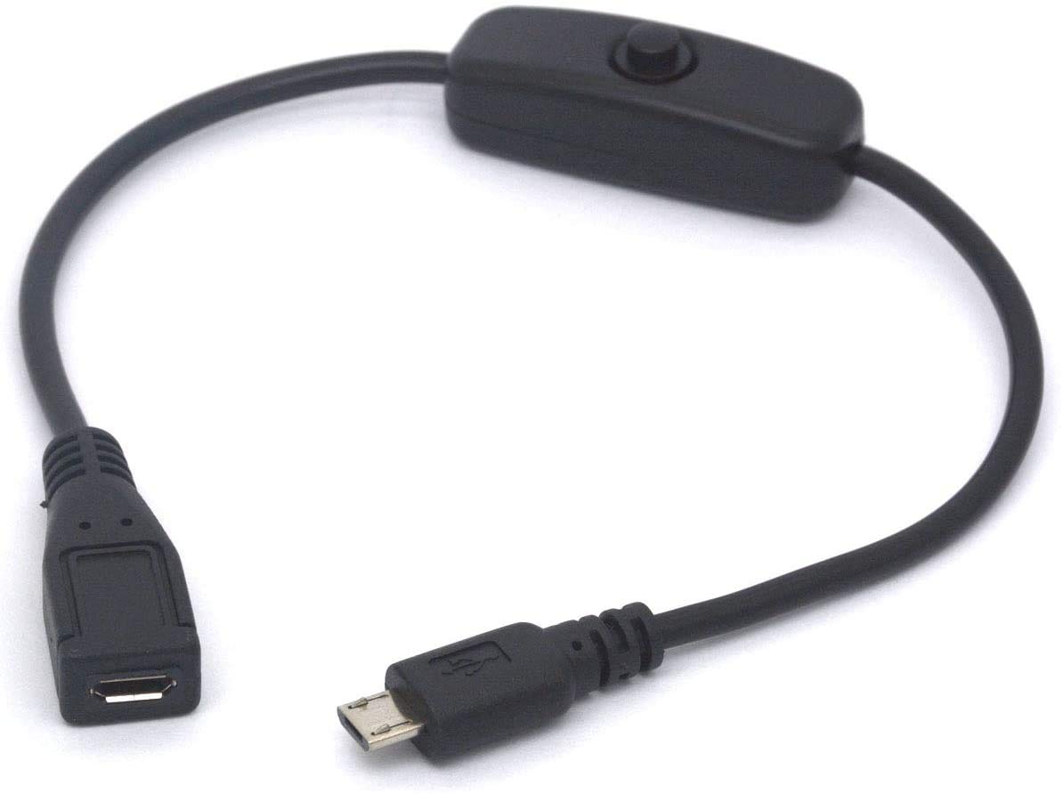 GLHONG Micro USB On Off Cable Micro-USB Male to Female Switch Charging Cord for Raspberry Pi, Arduino, Smartphone, Powerbank(Only for Charge,Not…