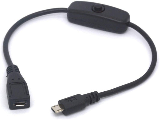 GLHONG Micro USB On Off Cable Micro-USB Male to Female Switch Charging Cord for Raspberry Pi, Arduino, Smartphone, Powerbank(Only for Charge,Not…