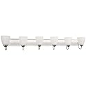 Kira Home Armada 49" 6-Light Modern Vanity Light with Frosted Glass Shades, Large Silver Bathroom Light with Opal Glass Cone Shades, Brushed Nickel