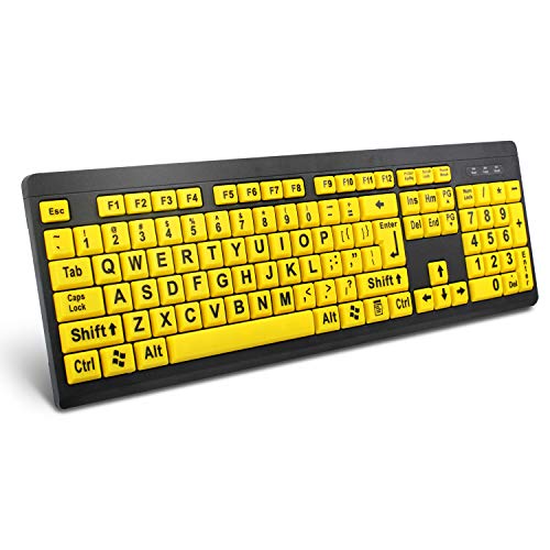 BOOGIIO Large Print Computer Keyboard, Wired USB High Contrast Keyboard with Oversized Print Letters for Visually Impaired Low Vision Individuals