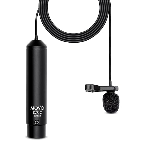 Movo LV8-C Broadcast-Quality XLR Lavalier Cardioid Condenser Wired Microphone with 12mm Mic Capsule for Accurate Voice Recording - Kit Includes Lapel