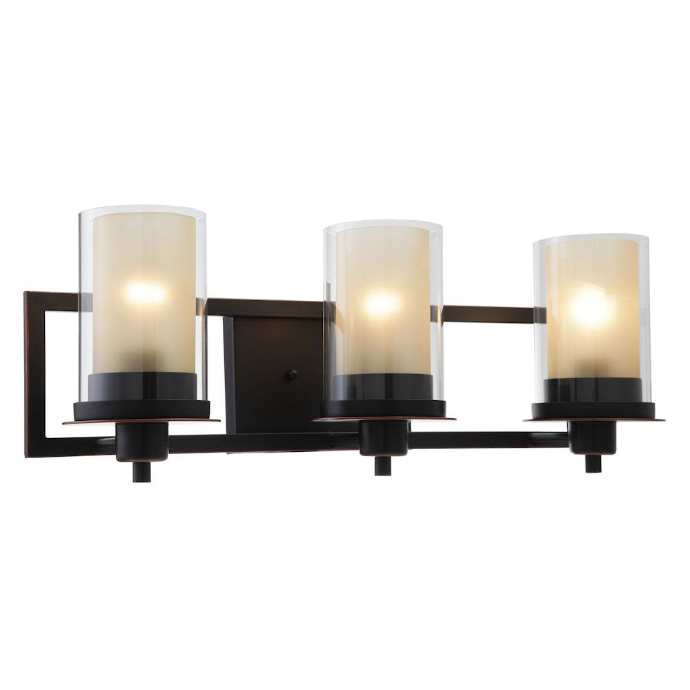 Designers Impressions Juno Oil Rubbed Bronze 3 Light Wall Sconce/Bathroom Fixture with Clear and Frosted Glass: 73473