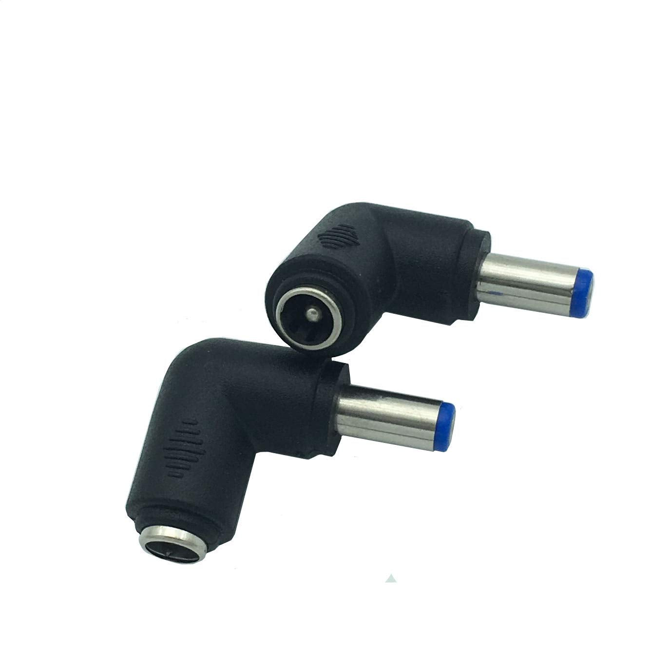 Traovien 2Pcs 5.5mm x 2.1mm Female to Male Plug 90 Degree Angle DC Power Converter Adapter for Universal Laptop Interface Power Cable Connector