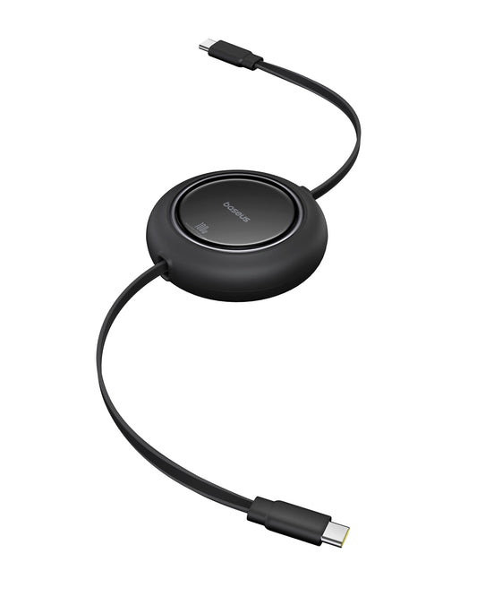 Baseus USB C to USB C Cable, 100W 6.6ft Retractable USB C Fast Charging Cable, 7-Stage Length Preset Retractable Charger Cord for iPhone 16 15 Pro