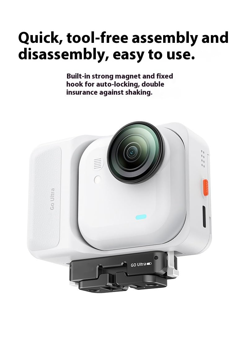 XYYORITRIX Quick Release Mount for Insta360 Go Ultra Camera Aluminum Metal 1/4 Screw Camera Bracket Folding Magnetic Extension Mount Anti-Vibration