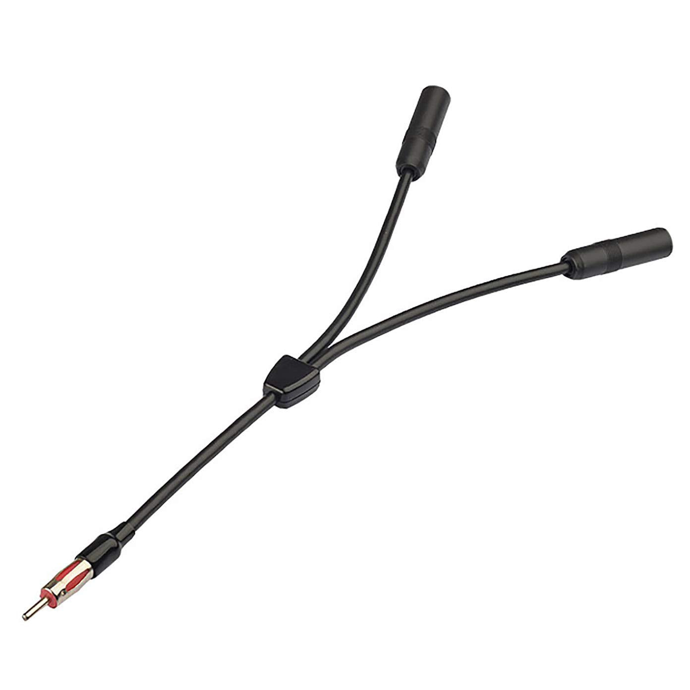 Bingfu Car FM AM Antenna Splitter Adapter Cable, DIN Male to 2 Female Connector for Vehicle Truck SUV Stereo Head Unit Receiver - DIN 1 to 2 Female