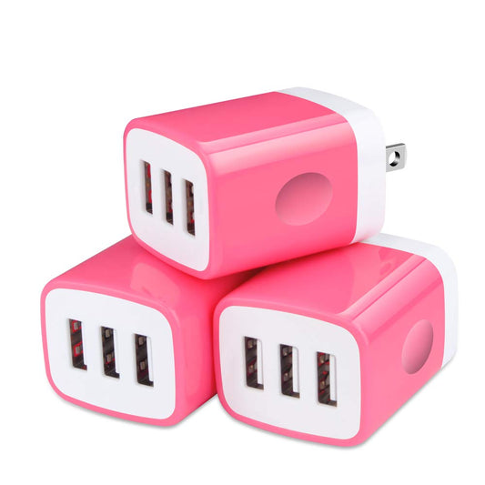 Sicodo Wall Charger Adapter,USB Cubes,3Pack Universal Travel 3.1A 3 Muti Port Plug Charging Block Compatible with iPhone