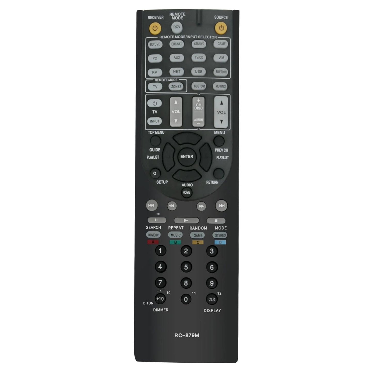 RC-879M Replacement Remote Control for Onkyo AV Receiver Home Theater System in Living Rooms or Rooms, No Programming or Pairing Needed, Replace