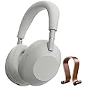 Sony WH-1000XM6/S Best Wireless Noise Canceling Headphones Platinum Silver Bundle with Deco Gear Wood Headphone Display Stand Secure Tabletop…