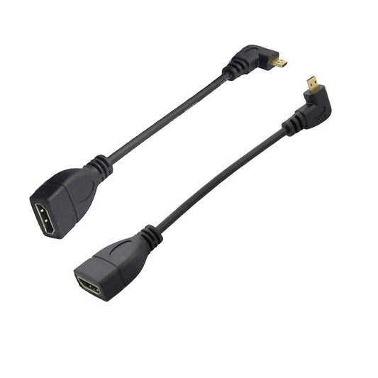 Seadream Angled Micro HDMI to HDMI Adapter Cable, 2Pack 6" 15CM 90 Degree Type D Right-Toward Left-Toward Male to Type A Female Cable Adapter
