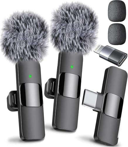 Mini Mic Pro (Latest Model) - Wireless Mini Microphone for iPhone, iPad, Android - 2 Pack Lavalier Microphone for Video Recording - iPhone Mic Crystal