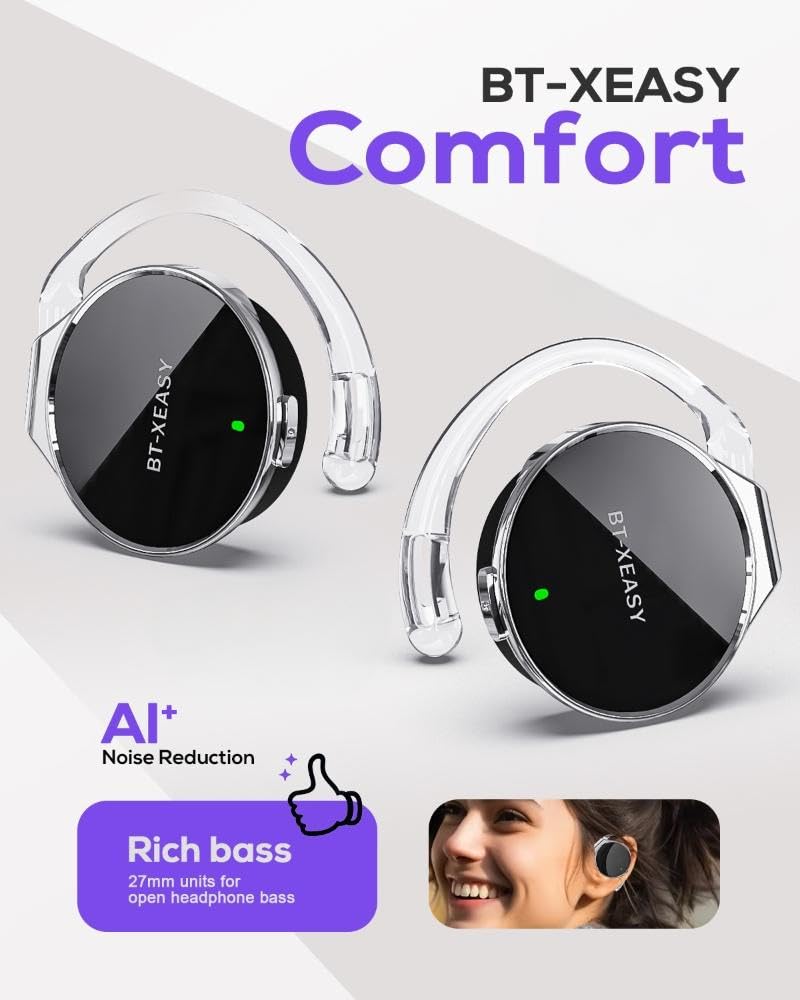 Micool On Ear Bluetooth Headphones, Open-Ear Headphones Wireless with 4-Mic ENC for Crystal Clear Calls, 52H Total Battery, Dual Device, Sport Clip…