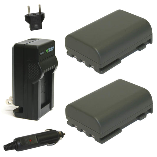 Wasabi Power Battery (2-Pack) and Charger for Canon NB-2L, NB-2LH, BP-2L5, BP-2LH and Canon DC301, DC310, DC320, DC330, DC410, DC420, Elura 40, 50