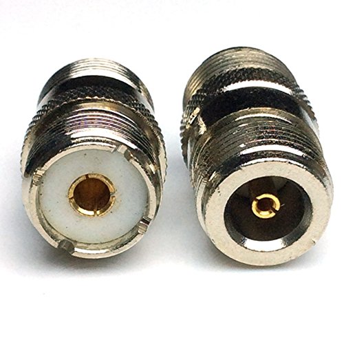 CESS N-Type Female to SO-239 UHF Coax Adapter, Nickel RF Connector for Antenna Ham Radio CCTV, 2 Pack