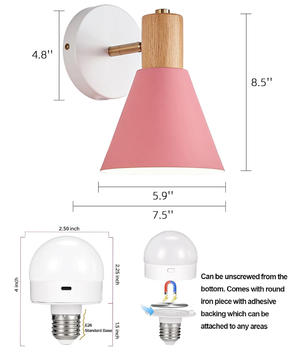 Vechoicy Battery Operated Wall Sconces Lighting Set of 2, Adjustable Wireless Wall Lamp, Cordless Wall Lighting with Remote and Dimmable Rechargeable