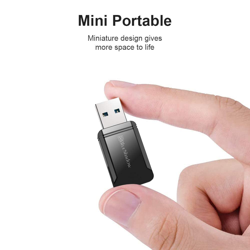 Blueshadow AC1300 USB WiFi Adapter - 2.4G/5G Dual Band Wireless Network Adapter for Desktop Computers PC, MU-MIMO WiFi Dongle, USB 3.0, Supports